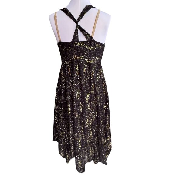 Revolution Black w/Gold Sequin Dance Dress Costume Sz MA FireFlies‎ Crisscross - Picture 11 of 16